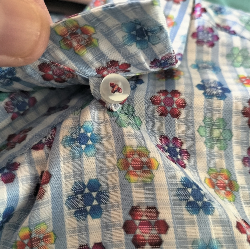 Visconti Black Men’s Long Sleeve Button Down Shirt Size L – Multicolor Geometric - Picture 13 of 15